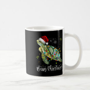 Turtle Santa Hat Merry Christmas Lights Xmas Holid Coffee Mug