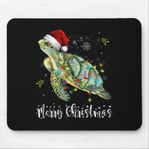 Turtle Santa Hat Merry Christmas Lights Xmas Holid Mouse Mat