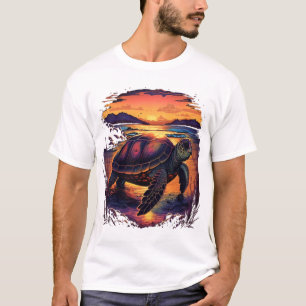 Turtle Sea Ocean Seashore Tropical Beach Sunset Co T-Shirt