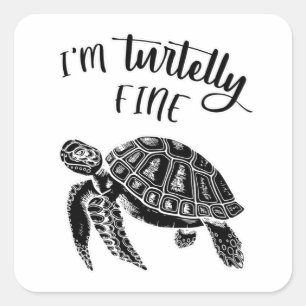 Turtle Sea Turtles Ocean Sealife Cute Animal Gift Square Sticker