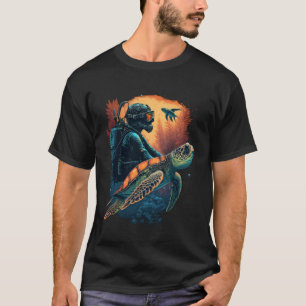 Turtle Sea Turtles Ocean Underwater Scuba Diver Di T-Shirt