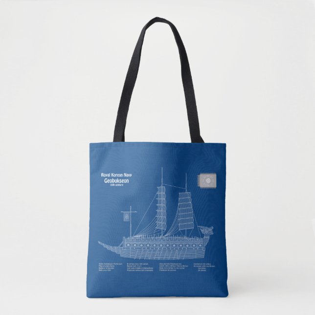 Turtle Ship Geobukseon - Ship Blueprint ABD Tote Bag (Front)