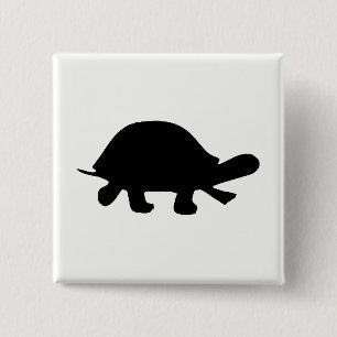 Turtle Silhouette 15 Cm Square Badge
