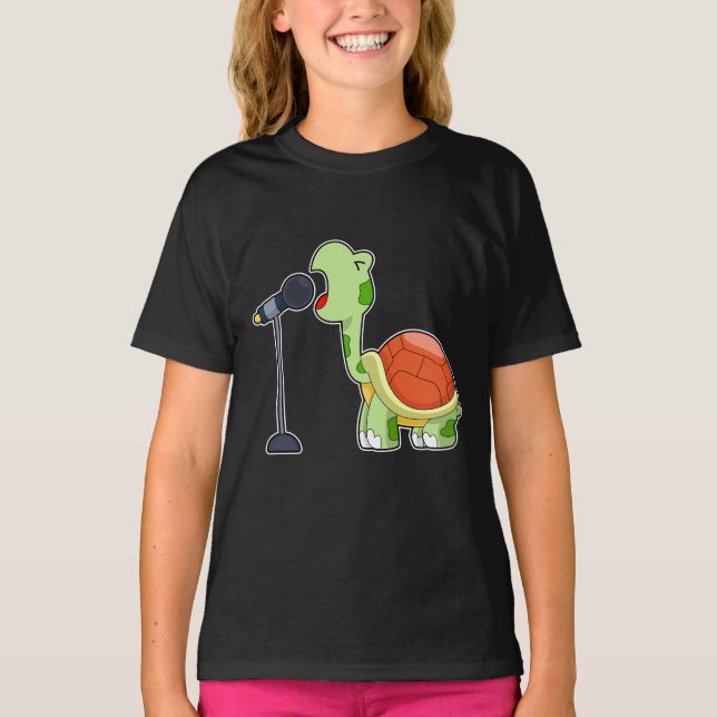 Turtle Singer Microphone Music T-Shirt (Front)