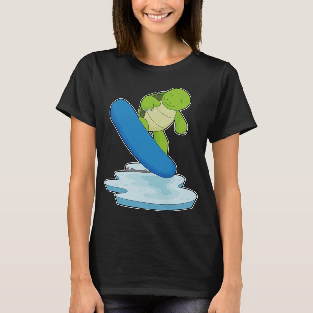 Turtle Snowboarder Snowboard T-Shirt (Front)