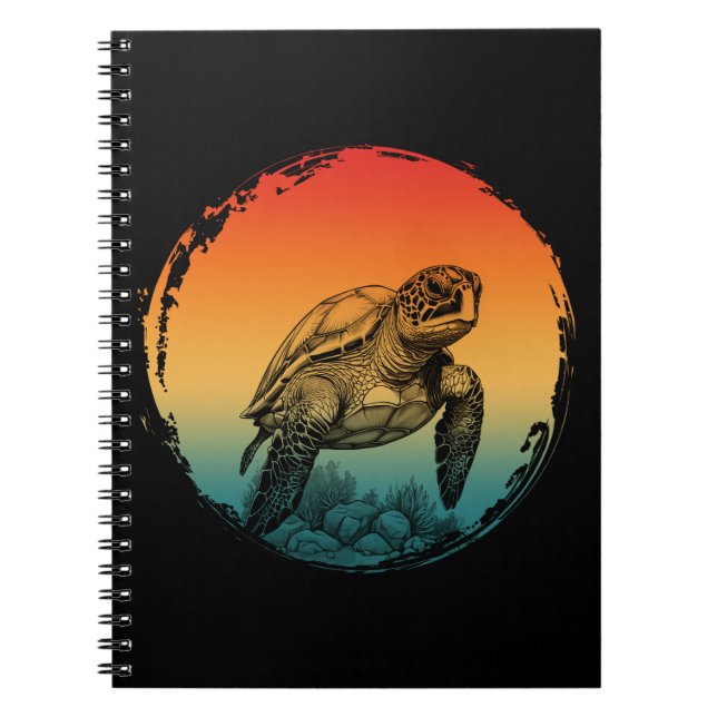 turtle summer ocean sunset  notebook (Front)