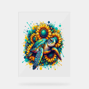 Turtle Sunflower Acrylic Sign