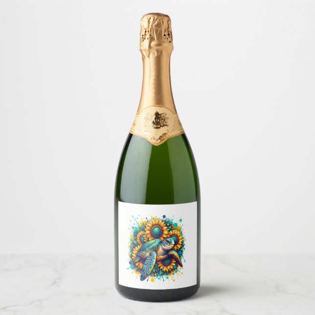 Turtle Sunflower Sparkling Wine Label (Front)