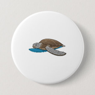 Turtle Surfer Surfboard 7.5 Cm Round Badge