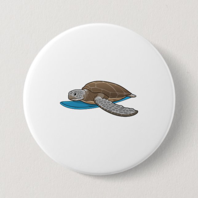 Turtle Surfer Surfboard 7.5 Cm Round Badge (Front)