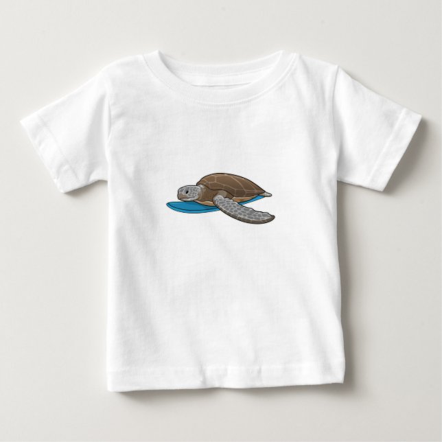 Turtle Surfer Surfboard Baby T-Shirt (Front)