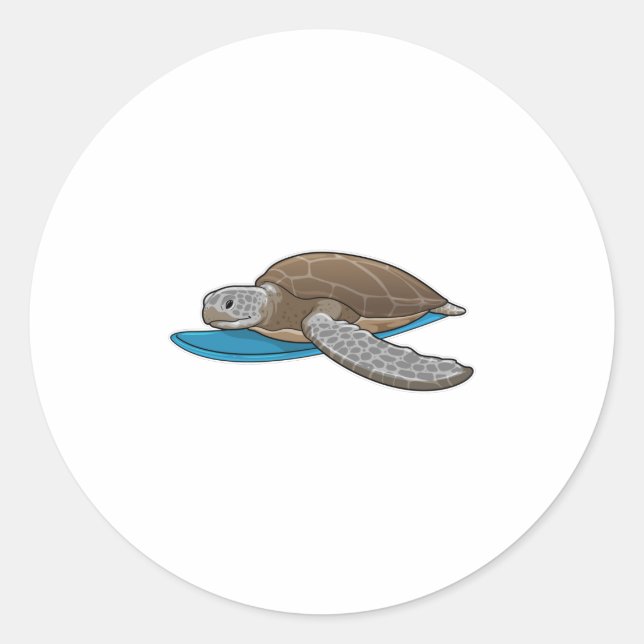 Turtle Surfer Surfboard Classic Round Sticker (Front)