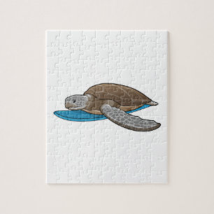 Turtle Surfer Surfboard Jigsaw Puzzle