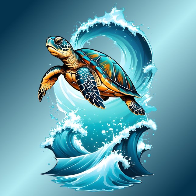 Turtle Swimming Among the Waves T-Shirt (Creator Uploaded)