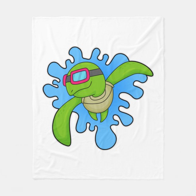 Turtle Swimming Swimming goggles Fleece Blanket (Front)
