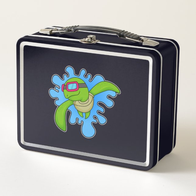 Turtle Swimming Swimming goggles Metal Lunch Box (Front)