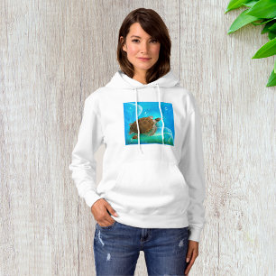 Turtle Swimming Womens Hoodie