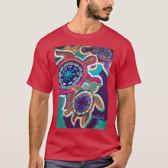 Turtle Tee with original aboriginal style art (Front)