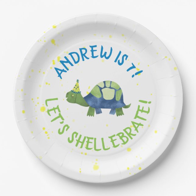 Turtle Tortoise Birthday Party Plates (Front)