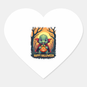 Turtle Tortoise Boo Vampire Trick Or Treat Hallowe Heart Sticker