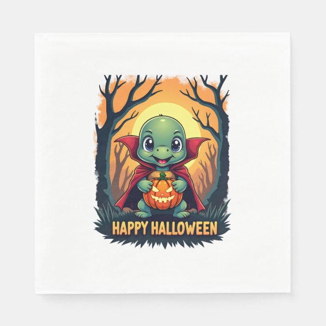 Turtle Tortoise Boo Vampire Trick Or Treat Hallowe Napkin (Front)