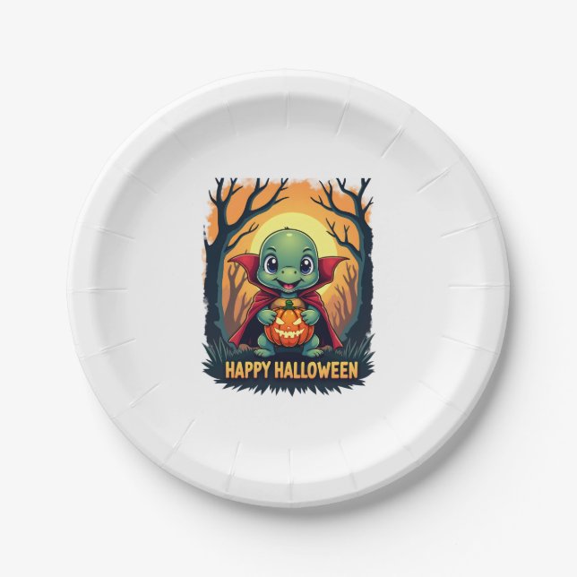 Turtle Tortoise Boo Vampire Trick Or Treat Hallowe Paper Plate (Front)