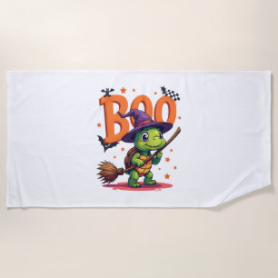 Turtle Tortoise Boo Witch Trick Or Treat Halloween Beach Towel