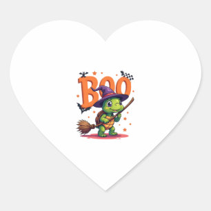 Turtle Tortoise Boo Witch Trick Or Treat Halloween Heart Sticker