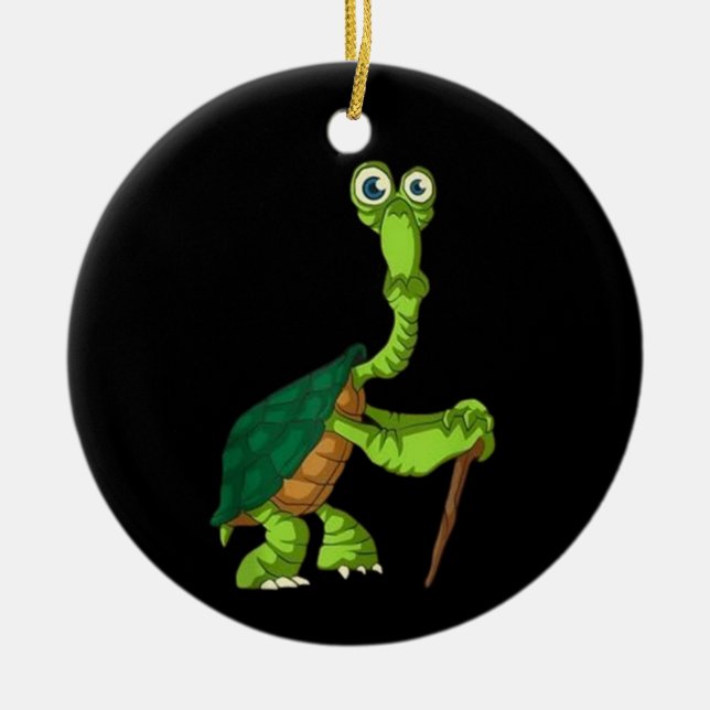 Turtle Tortoise Retired Funny Standing Turtle Reti Ceramic Tree Decoration (Front)