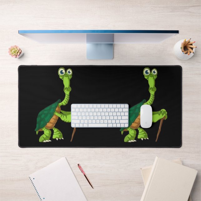 Turtle Tortoise Retired Funny Standing Turtle Reti Desk Mat (Office 1)