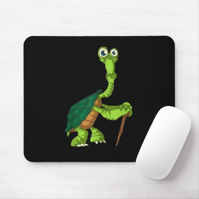 Turtle Tortoise Retired Funny Standing Turtle Reti Mouse Mat (With Mouse)
