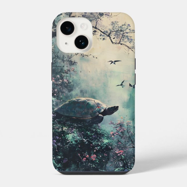 Turtle Tranquillity Blossom iPhone Case (Back)