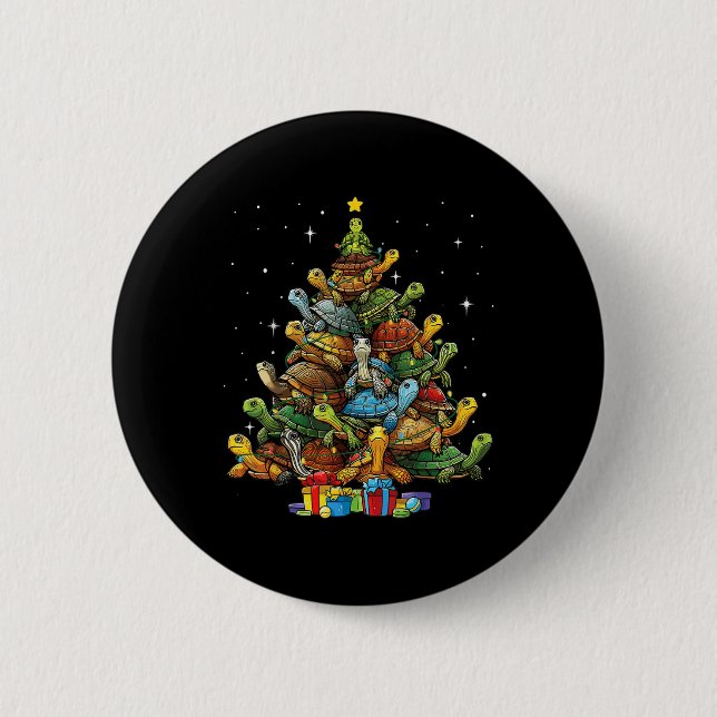 Turtle Tree Christmas Tree Adorable Turtle Christm 6 Cm Round Badge (Front)