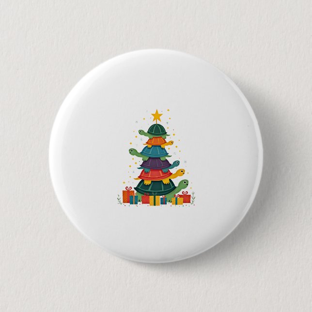 Turtle Tree Christmas Tree Adorable Turtle Christm 6 Cm Round Badge (Front)