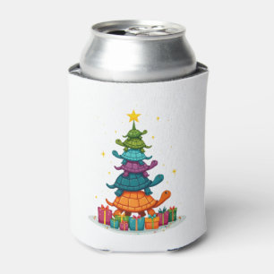 Turtle Tree Christmas Tree Adorable Turtle Christm Can Cooler