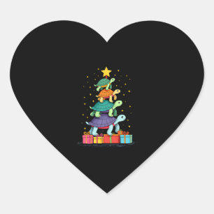 Turtle Tree Christmas Tree Adorable Turtle Christm Heart Sticker