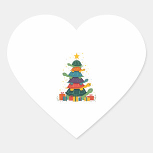 Turtle Tree Christmas Tree Adorable Turtle Christm Heart Sticker
