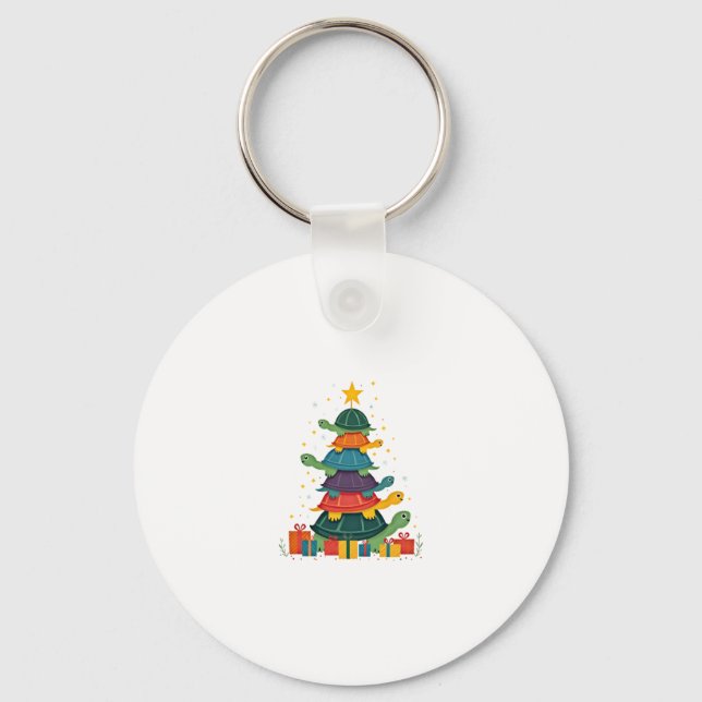Turtle Tree Christmas Tree Adorable Turtle Christm Key Ring (Front)