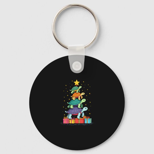 Turtle Tree Christmas Tree Adorable Turtle Christm Key Ring (Front)