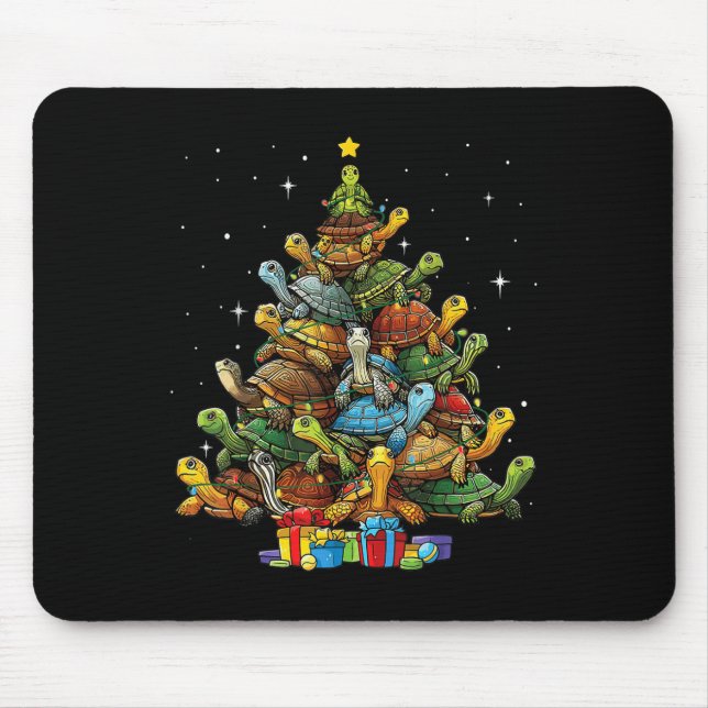 Turtle Tree Christmas Tree Adorable Turtle Christm Mouse Mat (Front)