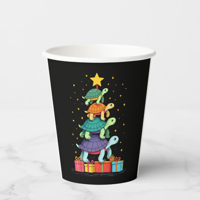 Turtle Tree Christmas Tree Adorable Turtle Christm Paper Cups (Front)