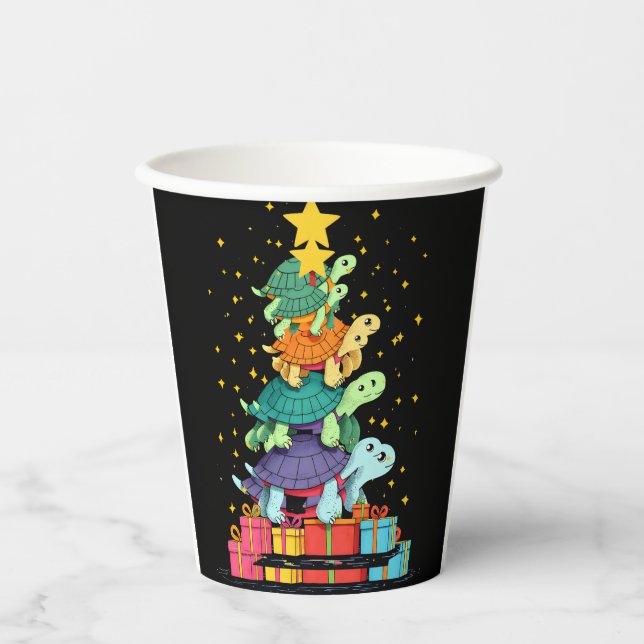 Turtle Tree Christmas Tree Adorable Turtle Christm Paper Cups (Front)