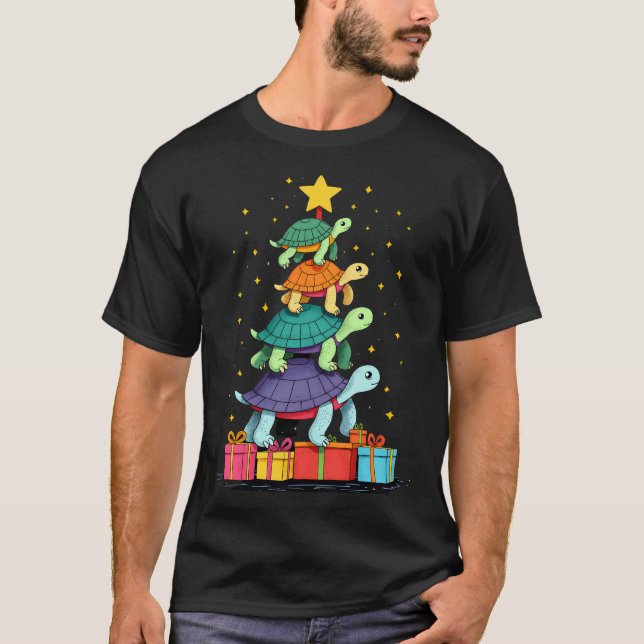 Turtle Tree Christmas Tree Adorable Turtle Christm T-Shirt (Front)