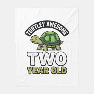 Turtle Two Year Old Birthday Vintage Engraving Shi Fleece Blanket