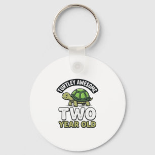 Turtle Two Year Old Birthday Vintage Engraving Shi Key Ring