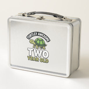 Turtle Two Year Old Birthday Vintage Engraving Shi Metal Lunch Box