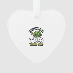 Turtle Two Year Old Birthday Vintage Engraving Shi Ornament