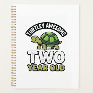Turtle Two Year Old Birthday Vintage Engraving Shi Planner