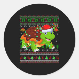 Turtle Ugly Christmas Sweaters Holiday Santa Cute  Classic Round Sticker