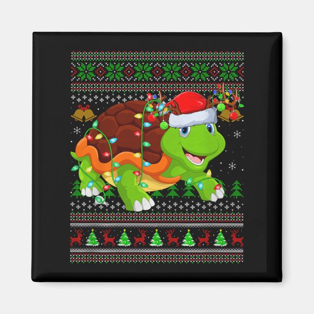 Turtle Ugly Christmas Sweaters Holiday Santa Cute  Magnet (Front)
